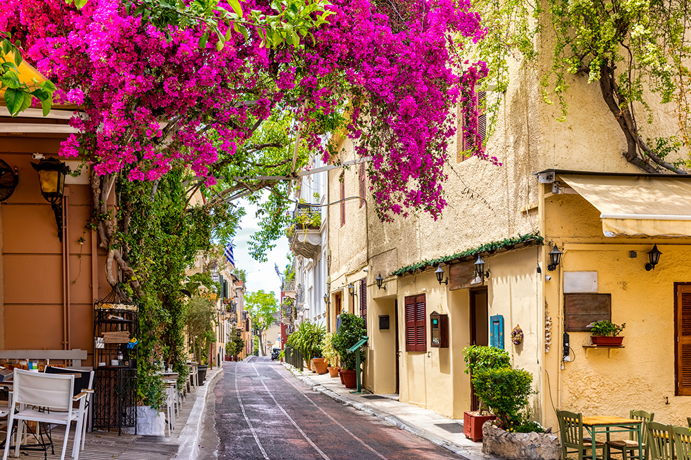 Plaka Street in Athens Greece